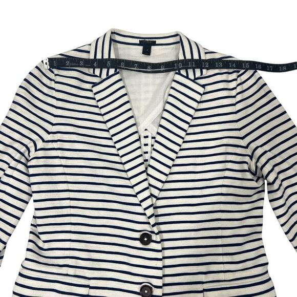 J.Crew Women's White & Blue Striped Stretch Blazer Jacket Size Small - Picture 11 of 15